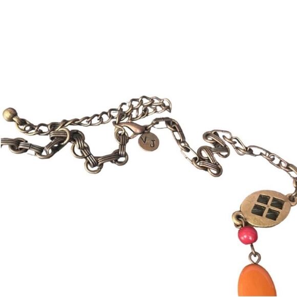 Brass Gold Tone Multicolor Beaded Necklace - Picture 3 of 3